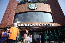 The first Starbucks coffee shop in Vietnam.
