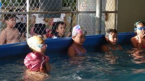 Children being taught water safety