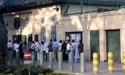 People waiting in visas line