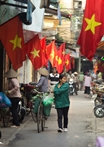 Street lined with flags