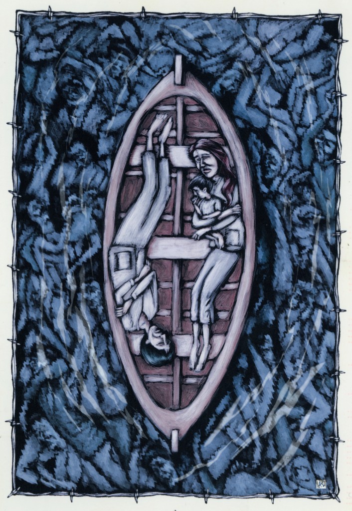 Boat people illustration by Anthony Strom