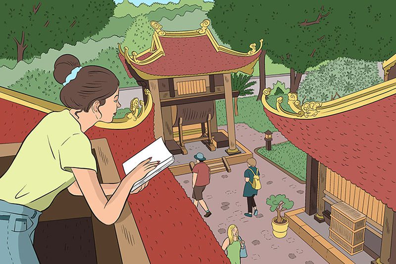 Read Your Way Through Hanoi illustration NYTimes Raphaelle Macaron